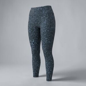 NEW Apana Blue Charcoal Leopard-Print High-Waist Leggings
